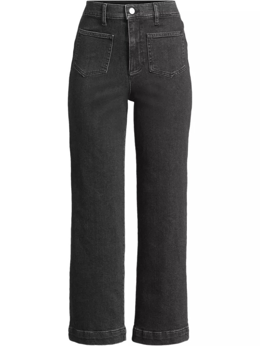 Lands' End Soft Denim High Rise Wide Leg Pocket Crop Jeans Sz 6